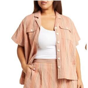 Madewell Stripe Stretch Cotton & Linen Camp Shirt